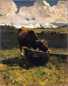 गियोवन्नी सेगंतिनी (1858-1899) द्वारा गर्त में भूरी गाय, कैनवास पर तेल, 88x69 सेमी द्वारा जियोवन्नी सेर्जिनी