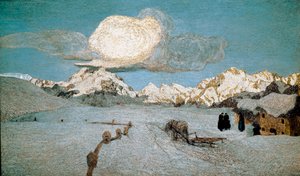 प्रकृति या Engadin की Triptych: "" मौत "" Giovanni Segantini (1858-1899) 1896-1899 सूर्य द्वारा चित्रकारी। 192x320 सेमी सेंट मोरित्ज़, मुसी सेगेंटिनी