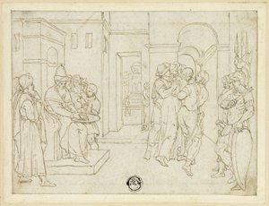 पिलातुस अपने हाथ धो रहा है, और मसीह को ले जाया जा रहा है द्वारा Giovanni da Bologna