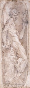 एडम ने मेडलियन में, Apple को बैठाया, c.1547-1553