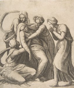 1531-76 में वर्जिन बेहोश हो गई और पवित्र महिलाओं की बाहों में सहारा दिया गया। द्वारा गिउलिओ बोनासोन