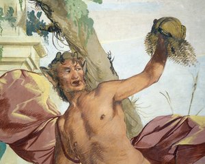 अप्सरा कोर्सिका ने सतीर का पीछा किया जो उसके विग को खींचती है द्वारा Giulio Carpioni