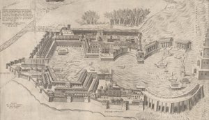 रोमन भव्यता का दर्पण: रोम के बंदरगाह का बर्डसे व्यू, 1554, 1554। द्वारा गिआलियो डी मुसी
