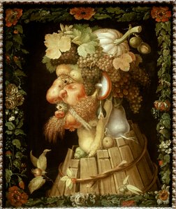 Giuseppe Arcimboldo (1527-1593) 16वीं सदी के सूर्य द्वारा शरदकालीन पेंटिंग। 0,76x0,63 मीटर - शरद ऋतु। ग्यूसेप आर्किम्बोल्डो द्वारा चित्रकारी (1527-1593) द्वारा ग्यूसेप आर्किबोल्डो