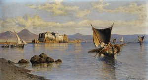 Castel dell'Ovo . के साथ नेपल्स की खाड़ी द्वारा ग्यूसेप केरी