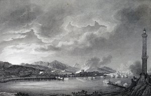 अंग्रेजी बेड़े द्वारा जेनोआ पर बमबारी की जा रही है, 25 मई 1800, ग्यूसेप पिएत्रो बगेटी (1764-1831), पेरिस द्वारा ड्राइंग से स्टील उत्कीर्णन