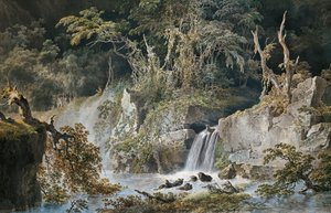 जलप्रपात के साथ लैंडस्केप, ग्यूसेप पिएत्रो बगेटी (1764-1831) द्वारा।