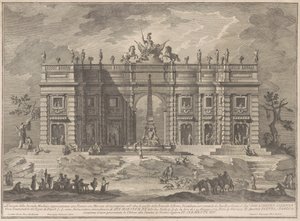 1772 के चीन के लिए सेकंडा मैकचिना: गेम मार्केट और पेंथियन फाउंटेन के साथ एक स्क्वायर द्वारा ग्यूसेप वासी, ज्यूसेप पलाज़ी के बाद, पाओलो पॉज़िक के बाद