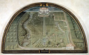 Giusto Utens (16 वीं शताब्दी) द्वारा विला डि प्रेटोलिनो। द्वारा Giusto Utens