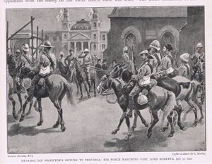 जनरल इयान हैमिल्टन की प्रिटोरिया में वापसी: 30 जुलाई 1900 को लॉर्ड रॉबर्ट्स के साथ उनका बल मार्च द्वारा गॉर्डन फ्रेडरिक ब्राउन