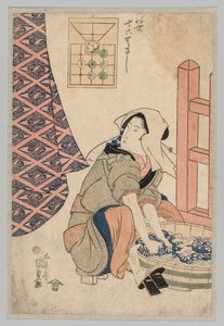 लकड़ी के टब में कपड़े धोती हुई महिला, 1786-1864।