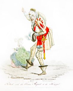 चार्ल्स गेब्रियल पोटियर प्रिंस रिक्वेट ए ला हूप्पे की भूमिका में, c.1825 (कलर लिथो)