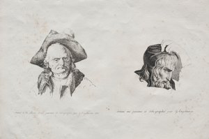 लिथोग्राफिक निबंधों का संग्रह: दो सिर, 1816। द्वारा गॉटफ्रीड या गोडेफ्रो एंगेलमैन