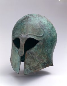 कोरिंथियन प्रकार के कांस्य पुरातन हेलमेट, c.600-575 ईसा पूर्व (कांस्य) द्वारा यूनानी