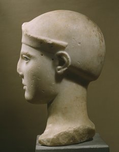 एगिना से हेलमेट एथेना का प्रमुख, c.470-460 ईसा पूर्व (पैरियन मार्बल)