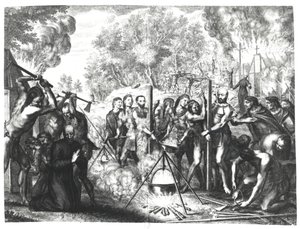 1664 में प्रकाशित फ्रेंकोइस डुक्र्रेक्स द्वारा &39;हिस्टोरिया कैनाडेंसिस&39; से नोवेल-फ्रांस में कुछ जेसुइट फादर की मृत्यु द्वारा ग्रीगोइरे हर्ट