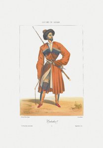 काबर्डिन मैन फ्रॉम: काकेशस का दृश्य, परिदृश्य, मृत्यु और वेशभूषा, 1840 द्वारा ग्रिगोरी ग्रिगोरेविच गगारिन
