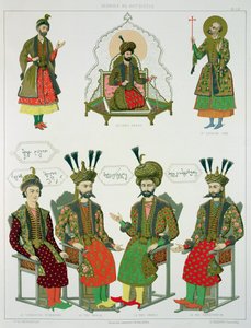 जॉर्जियाई Goudiar की छवियाँ, &39;ले काकेज़ पिट्सकोरेस, डेज़ाइन एप्रेशर नेचर&39; से प्लेट 45, काउंट अर्नेस्ट स्टैकबर्ग द्वारा पाठ के साथ, 1847 में प्रकाशित