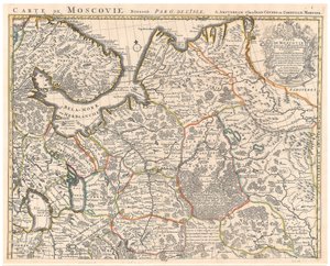 मस्कॉवी पार डेलिसल (डी ल आइल), गिलौम (1675-1726) का नक्शा। नक़्क़ाशी, जल रंग द्वारा गिलौम डेलिसल