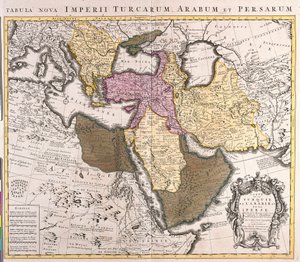 मध्य पूर्व का नक्शा: तुर्की साम्राज्य, फारस और अरब प्रायद्वीप (नक़्क़ाशी) द्वारा गिलौम डेलिसल