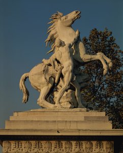 मूल रूप से Marly, Yvelines, 1739-45 (संगमरमर) में चेटू में घोड़े के तालाब के लिए बनाए गए दो &39;मारी घोड़े&39; में से एक