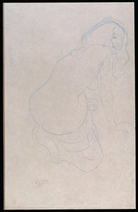 लंबे बालों के साथ सही करने के लिए महिला झुकना, c.1910-11 द्वारा गुस्ताव क्लिम्ट
