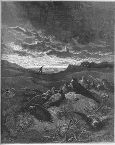 L'Hirondelle et les petits Oiseaux - The Swallow And The Little Birds - 'Fables' by Jean de La Fontaine (Lafontaine) (1621-95) - Gustave Dore (1832-83) के बाद उत्कीर्णन - निजी संग्रह द्वारा गुस्ताव (बाद में) डोर