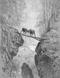 ए। लिग्नी द्वारा उकेरी गई ला फोंटेन की 'द फेबल्स' से दो बकरियां, c.1868 (उत्कीर्णन) द्वारा गुस्ताव (बाद में) डोर