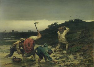 1852 में राइन की बाढ़ के दौरान आलू को काटते किसान द्वारा गुस्ताव ब्रेयन