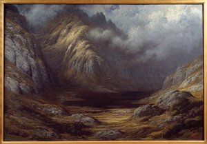 तूफान के बाद स्कॉटलैंड में एक झील। गुस्ताव डोरे की पेंटिंग (1832-1883) द्वारा गुस्ताव डोर