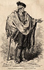 कॉर्डोबा क्षेत्र का एक किसान। गुस्ताव डोर (1832-1883) द्वारा लाइव पर लिया गया स्केच। 1862 में चार्ल्स डेविलियर और गुस्ताव डोर द्वारा स्पेन में यात्रा का वर्णन करने के लिए उत्कीर्णन, "ले टूर डू मोंडे, नोव्यू जर्नल डेस वॉयेज" में डीआईआर के तहत प्रक द्वारा गुस्ताव डोर