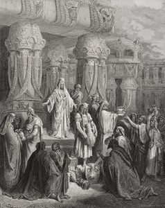 साइरस मंदिर के पुलों को बहाल करना, डोरे की &39;द होली बाइबल&39; से चित्रण, 1866 में उत्कीर्ण द्वारा गुस्ताव डोर