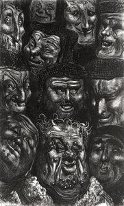 प्रेडोमी द्वारा उत्कीर्ण हॉनर डी बाल्ज़ाक (1799-1850) द्वारा &39;लेस कॉन्टेस ड्रोलैटिक्स&39; से ग्यारह गोटेक्सेस चेहरे द्वारा गुस्ताव डोर