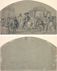 स्ट्रीट सीन (रेक्टो); रेखाचित्र (विपरीत) द्वारा गुस्ताव डोर