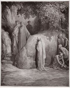 द डिवाइन कॉमेडी (ला डिविना कॉमेडिया, ला डिवाइन कॉमेडी), पुर्गाटोरियो, कैंटो 23: दांते ने ग्लूटन के बीच फॉरेस की छाया को पहचान लिया - दांते अलीघिएरी द्वारा (1265-1321) - गुस्ताव डोर द्वारा चित्रण (1832-1883) द्वारा गुस्ताव डोर