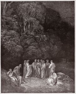 द डिवाइन कॉमेडी (ला डिविना कॉमेडिया, ला डिवाइन कॉमेडी), इन्फर्नो, कैंटो 4: होमर, कवि, और लिम्बो में नायक - दांते अलीघिएरी द्वारा (1265-1321) - गुस्ताव डोरे द्वारा चित्रण (1832-1883) द्वारा गुस्ताव डोर
