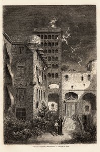 1862 में सी. डेविलियर के साथ स्पेन की अपनी यात्रा का वर्णन करने के लिए गुस्ताव डोर (1832-1883) द्वारा चित्रित बार्सिलोना में न्यायिक जांच जेल। एडौर्ड चार्टन द्वारा संपादित "" ले टूर डू मोंडे "" में उत्कीर्णन द्वारा गुस्ताव डोर