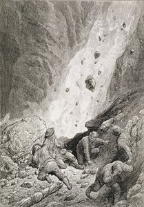 एडवर्ड व्हिम्पर (1840-1911) द्वारा &39;द एसेंट ऑफ द मैटरहॉर्न&39; से &39;रॉस, बोल्डर्स एंड स्टोन्स, डार्ट राउंड ऑफ द कॉर्नर,&39; सॉ सॉसेज द्वारा गुस्ताव डोर