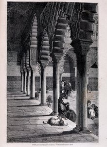 सेविले में अलकज़ार के बड़े आँगन का दृश्य - डोरे द्वारा, "" टूर डू मोंडे"" में, दूसरा सेम। १८६६. द्वारा गुस्ताव डोर