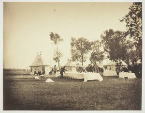 एम्परर्स टेबल की तैयारी, कैंप डे चालोंस, 1857। द्वारा गुस्ताव लेग्रे
