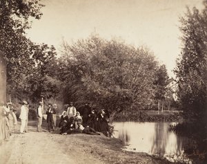 पेटिट-मौरमेलन मिल, 1857 में एक तालाब के पास का दृश्य। द्वारा गुस्ताव लेग्रे