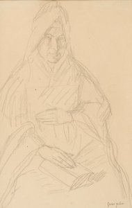 एक टेबल पर बैठा Mere Pushsepin के लिए अध्ययन, c.1915 द्वारा ग्वेन जॉन