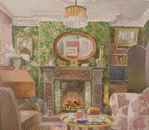 फूलों का फूलदान, c.1927 (कागज पर gouache और wc) द्वारा ग्वेन जॉन