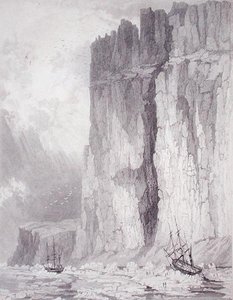 एचएम जहाजों की स्थिति हेक्ला एंड फ्यूरी, 1 अगस्त 1825, 'जर्नल ऑफ ए थर्ड वॉयज फॉर द डिस्कवरी ऑफ ए नॉर्थ वेस्ट पैसेज ऑफ द अटलांटिक टू द पैसिफिक' से एचएम के जहाजों हेक्ला एंड फ्यूरी में वर्ष 1824-25 में एक प्रयास के साथ प्रदर्शन किया गया। No . तक पहुँ द्वारा एचएन (बाद में) हेड
