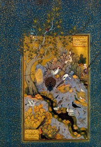 मंतिक अल-तायर द लैंग्वेज ऑफ द बर्ड्स से फोलियो, अत्तर द्वारा, c1600। द्वारा हबीब अल्लाह
