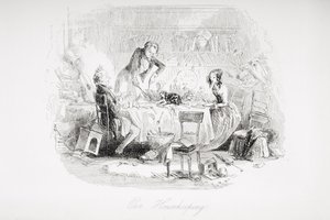 हमारे हाउसकीपिंग, चार्ल्स डिकेंस (1812-70) द्वारा &39;डेविड कॉपरफील्ड&39; का चित्रण पहली बार 1850 में प्रकाशित हुआ द्वारा हबलोत नाइट ब्राउन