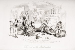 ब्रिकमाकर की यात्रा, चार्ल्स डिकेंस (1812-70) द्वारा &39;ब्लेक हाउस&39; का चित्रण 1853 में प्रकाशित द्वारा हबलोत नाइट ब्राउन