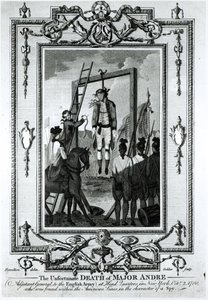 2 अक्टूबर, 1780 को न्यूयॉर्क में मुख्यालय में मेजर आंद्रे की दुर्भाग्यपूर्ण मृत्यु, अंग्रेजी सेना में एडजुटेंट जनरल, जॉन गोल्डर (1729-1795) द्वारा उकेरी गई द्वारा हैमिल्टन