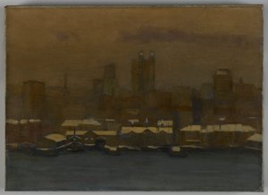 रिवर फ्रंट, न्यू यॉर्क इन विंटर, c.1912 द्वारा हैमिल्टन ईस्टर फील्ड