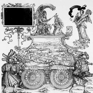 मैक्सिमिलियन के विजयी जुलूस का दृश्य, c.1516-18 (वुडकट) (b/w फोटो) द्वारा हंस बर्गकमेयर